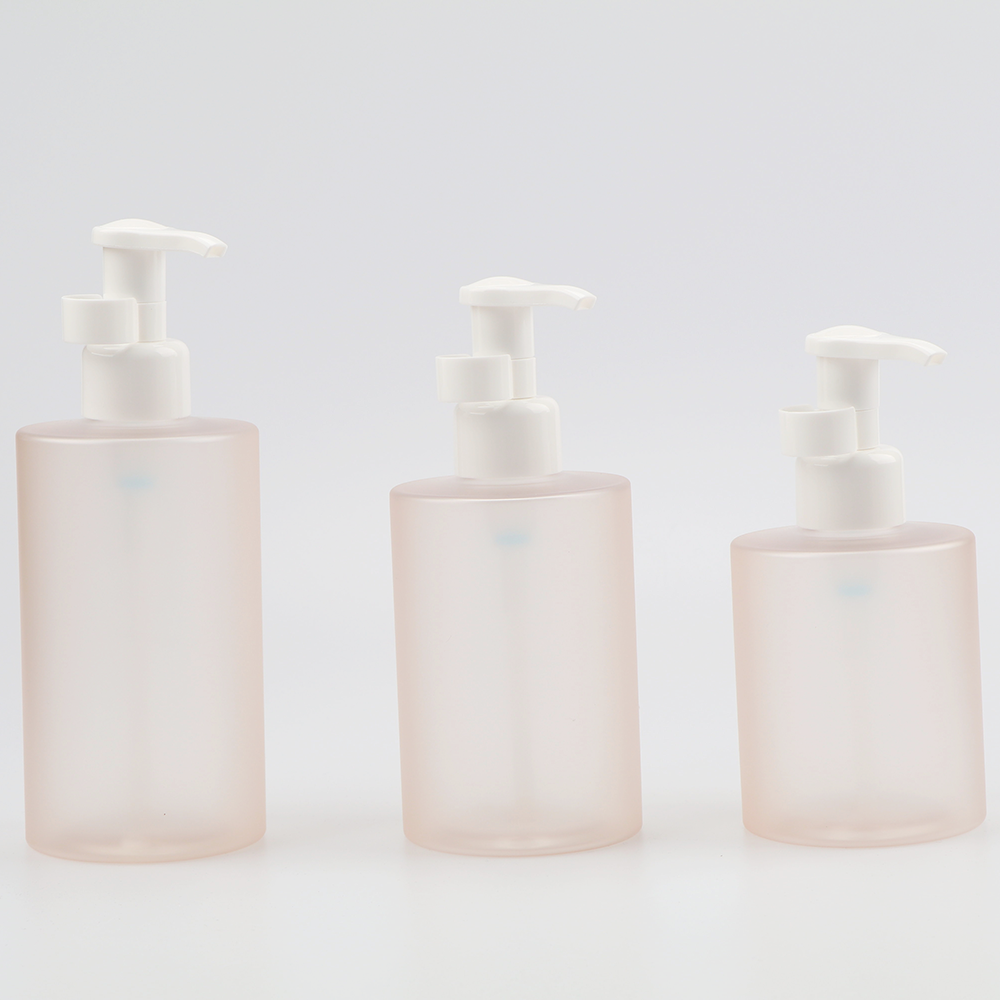 Empty Clear Frosted 200ml 300ml 500ml round PET Plastic Body Lotion Hair Oil Bottles for Cosmetic