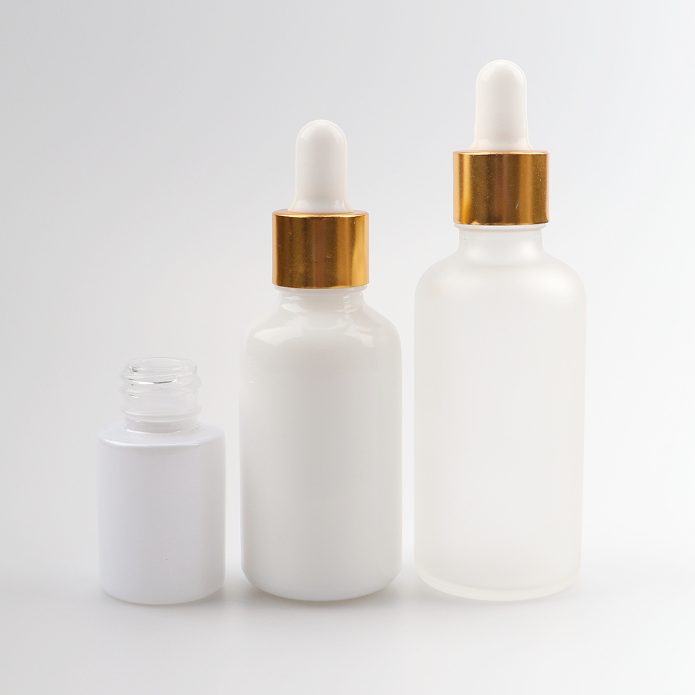 Customized 10/30/50ml blank porcelain glass frosted transparent glass essential oil dropper bottle essential oil aluminum cosmetics skin care bottle