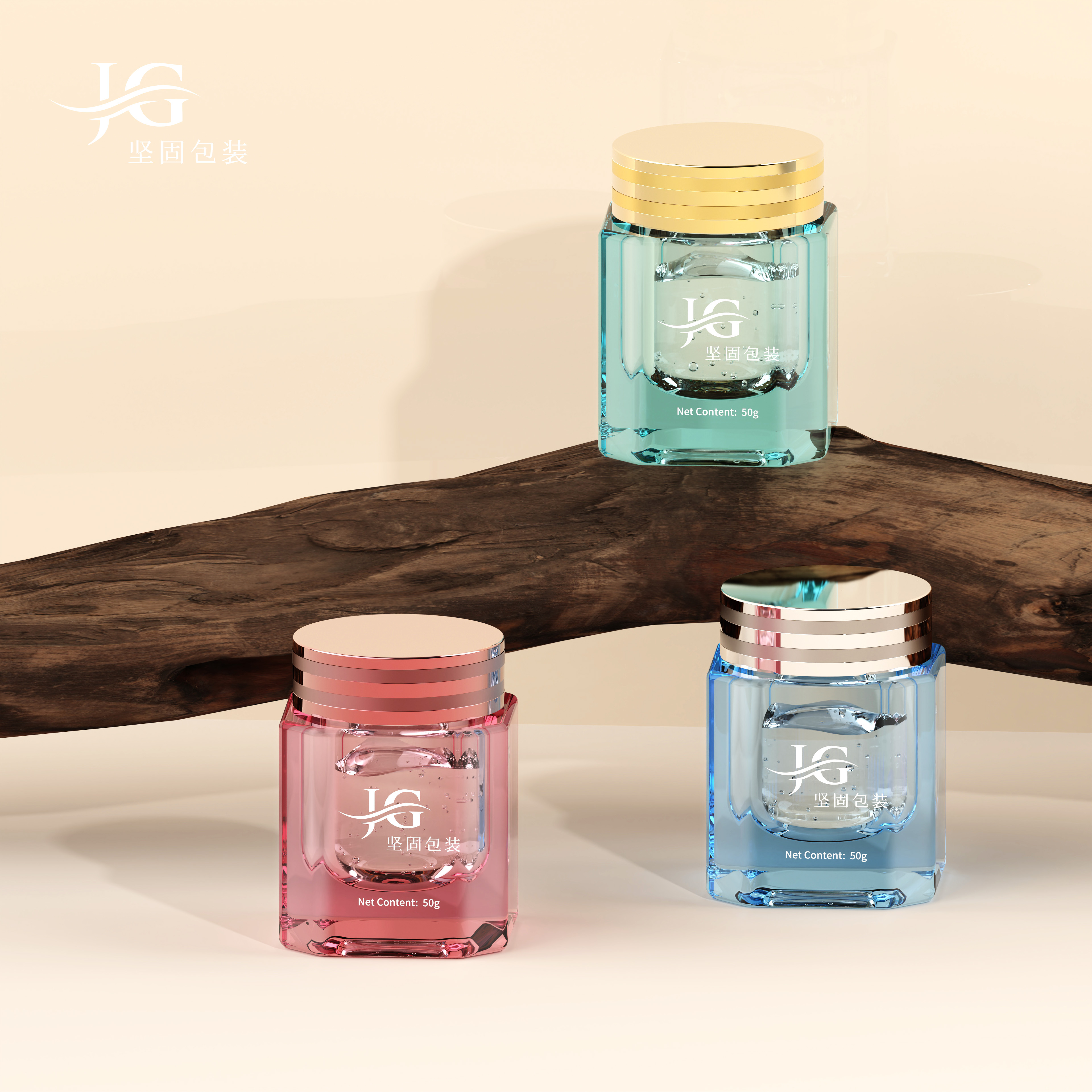 High Quality Cosmetic Containers Square Skincare Bottles Luxury 50g Cosmetic Moisturizer Face Cream Jar