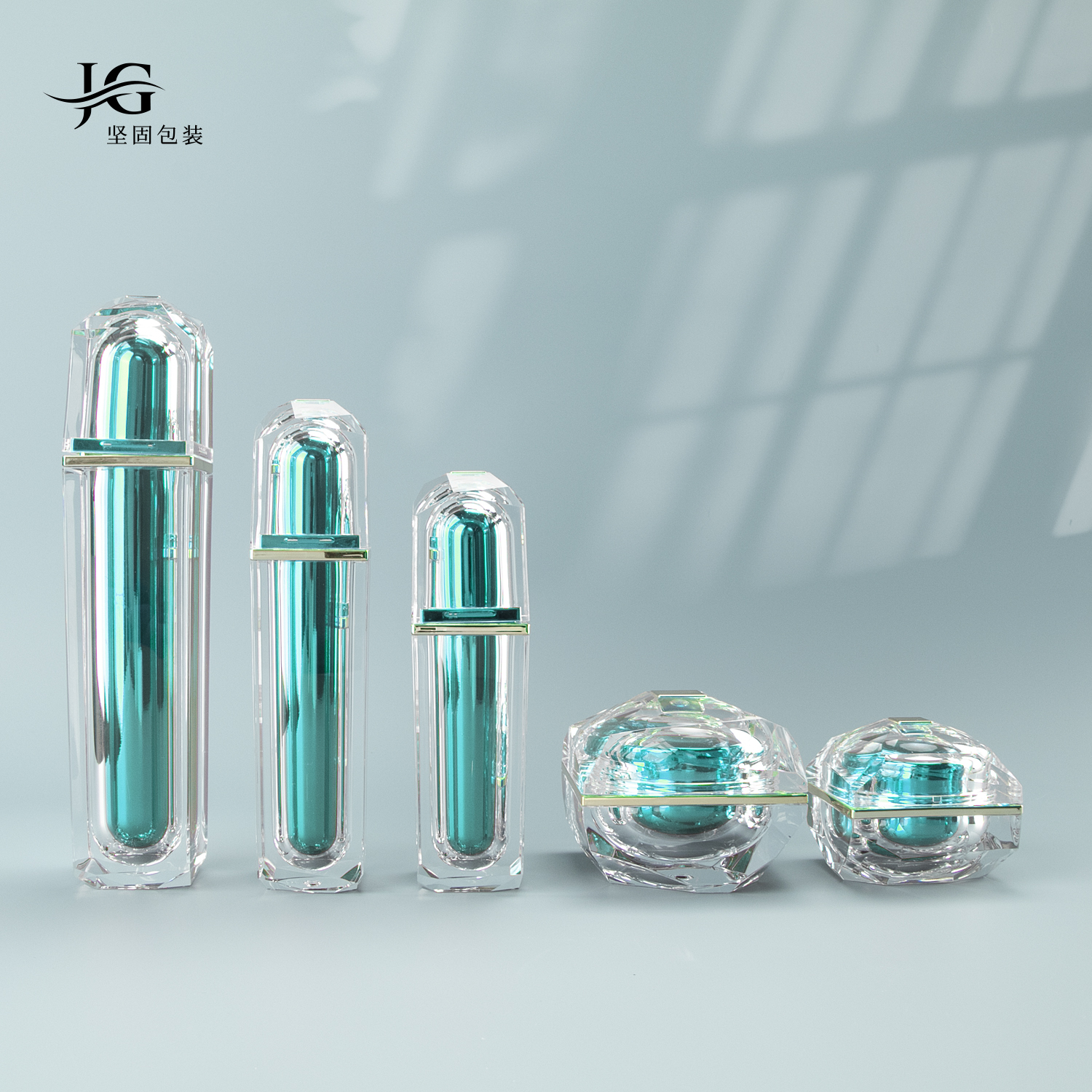 Custom Logo 30G 50G 30Ml 50Ml 100Ml color Acrylic Cosmetic Bottle And Jar Airless Cream Skin Care Package Container Set